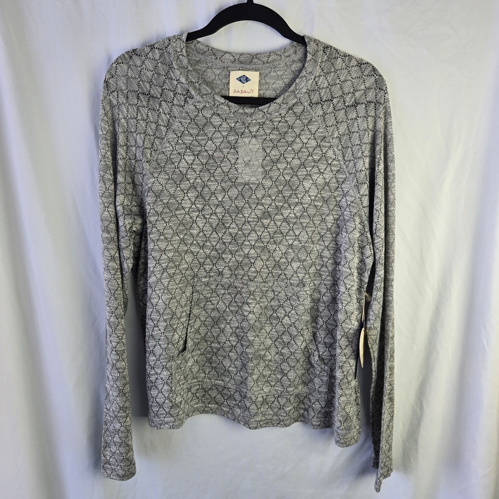 Wild Blue x Sadie Robertson Openwork  Sweater Womens XL Gray Beach Boho Vacation